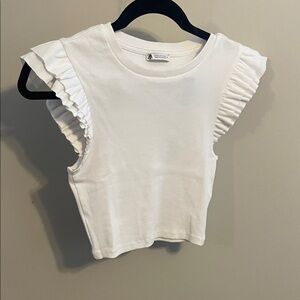 Zara White Ribbed Top